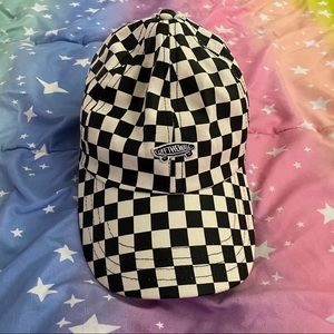 Vans black and white checkerboard baseball hat
